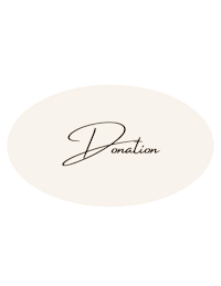 a beige oval with the word donation on it